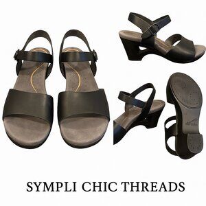 Dansko Black Leather Strappy Wedge Sandals Women’s Size 37 (US 6.5-7)